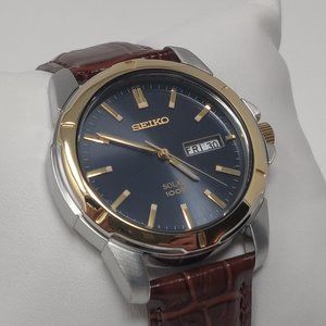 Seiko Men's Two Tone Leather Solar Watch